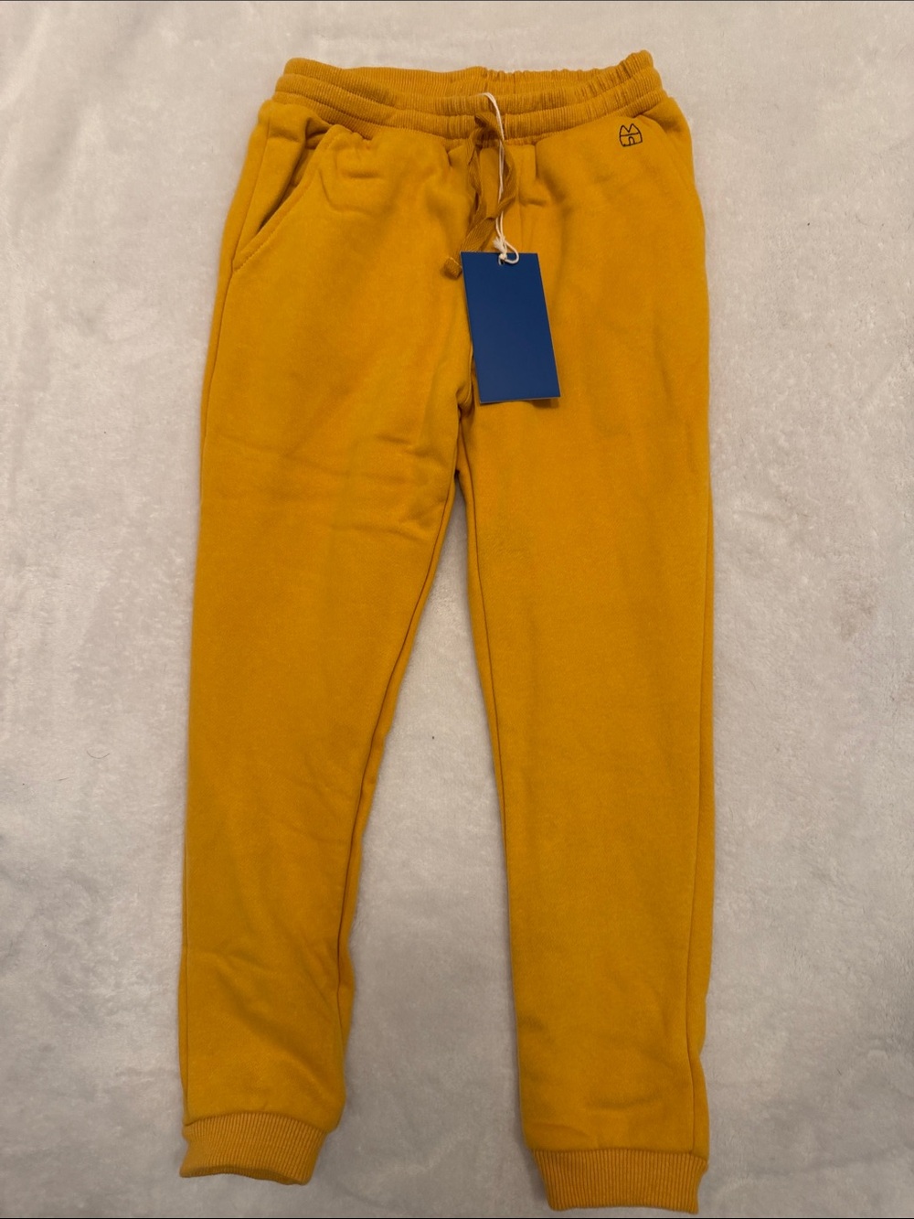 Kids Cozy Mustard Jogger Sweatpants with Drawstring